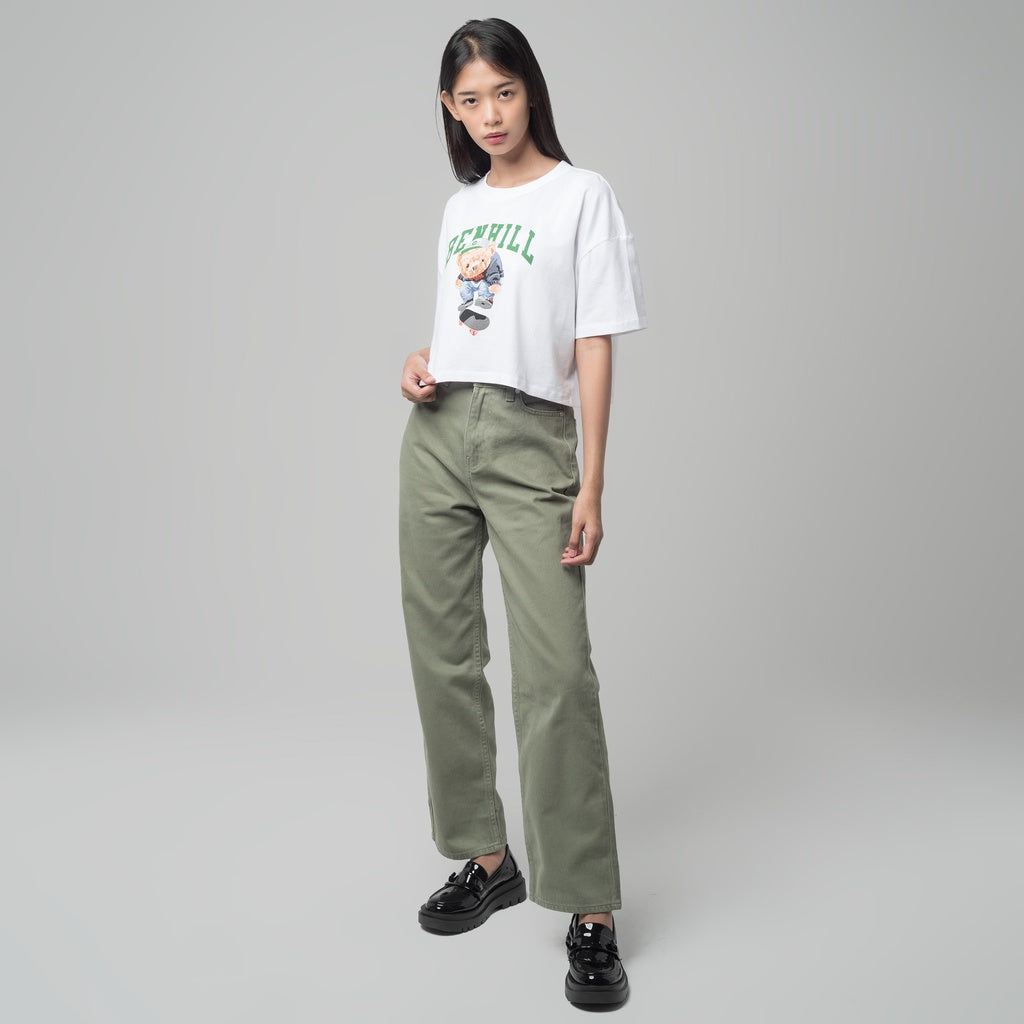 Benhill T-shirt Crop Top Oversized White 612-29186