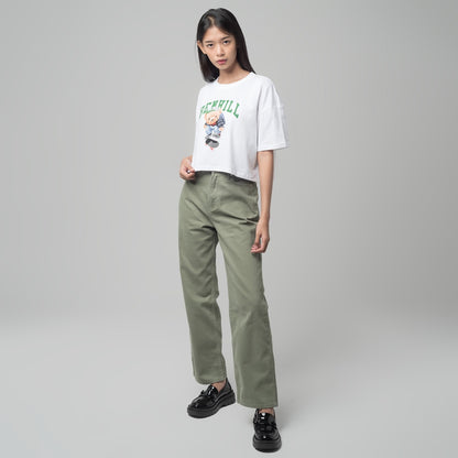 Benhill T-shirt Crop Top Oversized White 612-29186