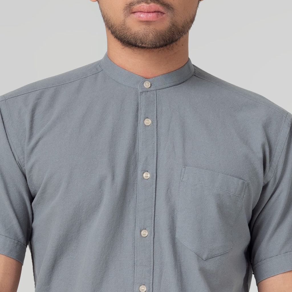 Benhill Kemeja Koko Pria Linen Polos Lengan Pendek Grey 50006-16610