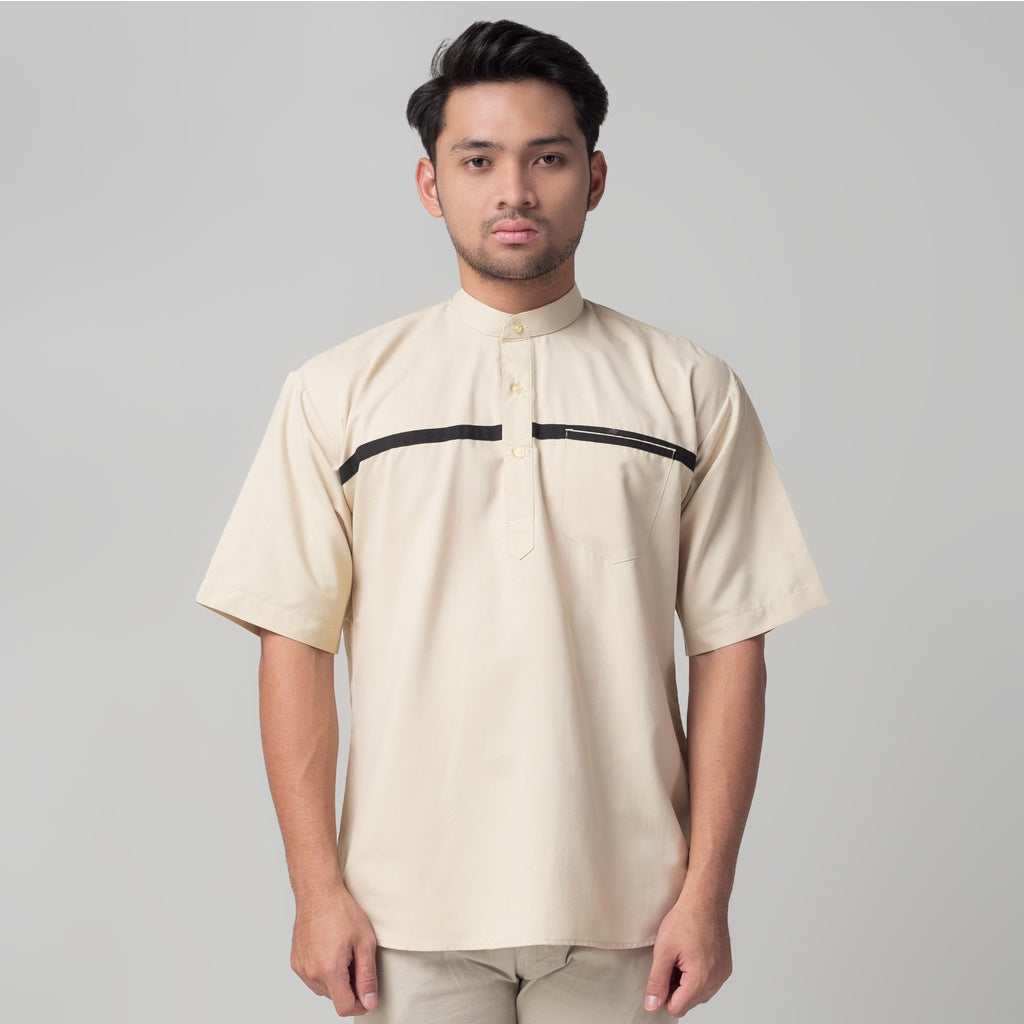 Benhill Kemeja Pria Koko Qurta Lengan Pendek Cream 29950-3291H