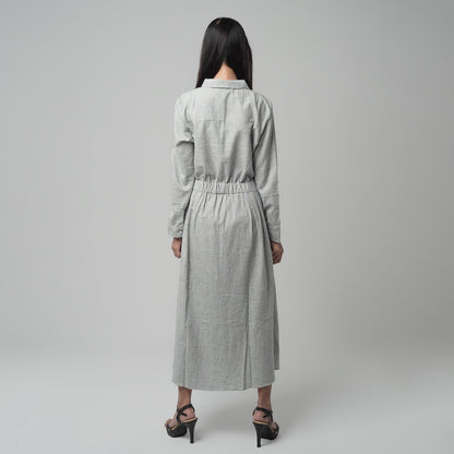 Benhill Gamis Wanita Flannel Lengan Panjang Kotak Putih A168-11930