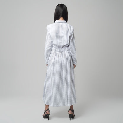 Benhill Gamis Wanita Flannel Lengan Panjang Kotak Putih 1204-11130