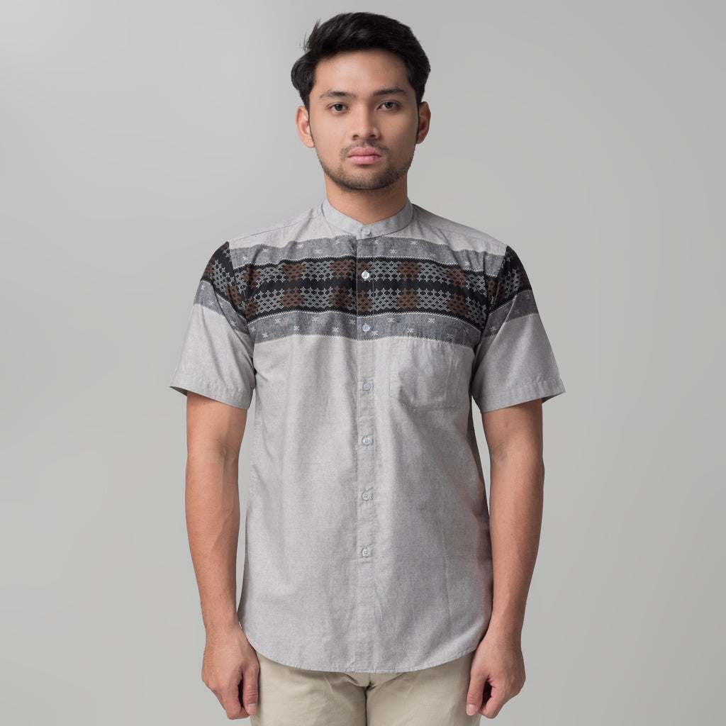 Benhill Kemeja Koko Pria Cotton Printing Lengan Pendek Abu 29819-20-21-46610