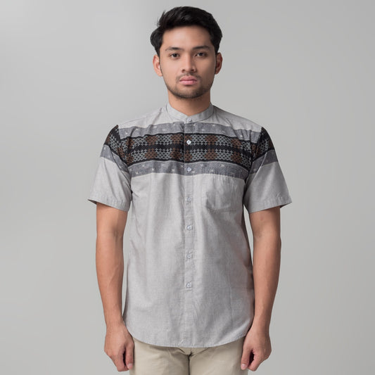 Benhill Kemeja Koko Pria Cotton Printing Lengan Pendek Abu 29819-20-21-46610