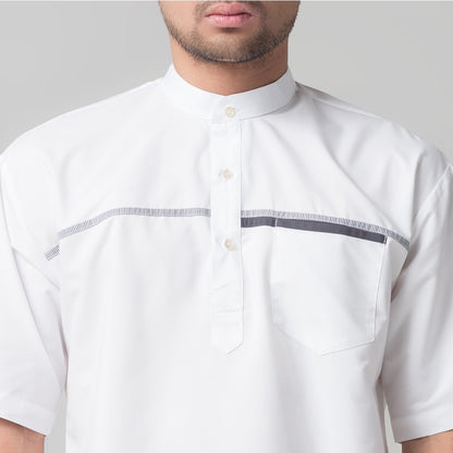 Benhill Kemeja Pria Koko Qurta Lengan Pendek Putih 29951-3211H