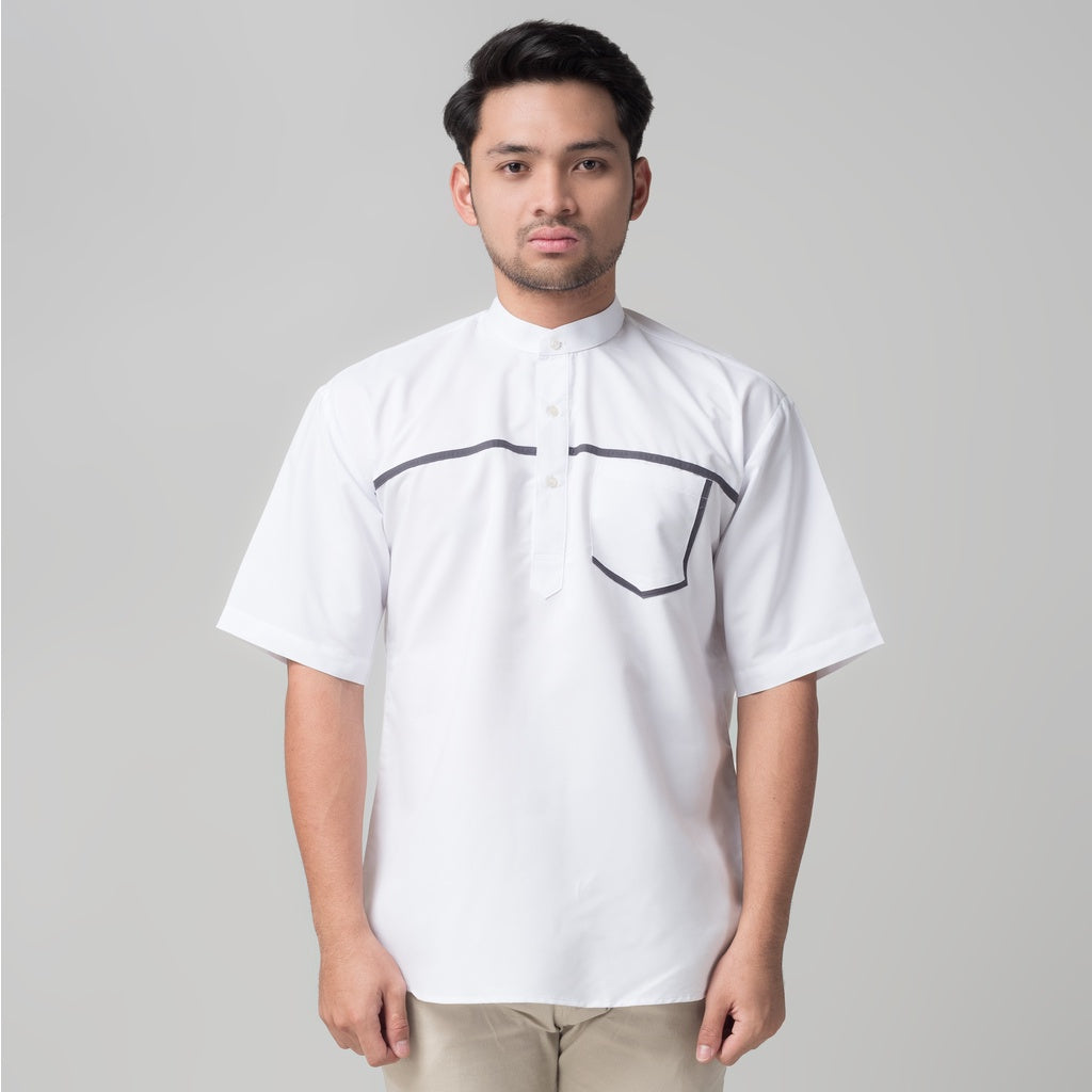 Benhill Kemeja Pria Koko Qurta Lengan Pendek Putih 29955-3211H