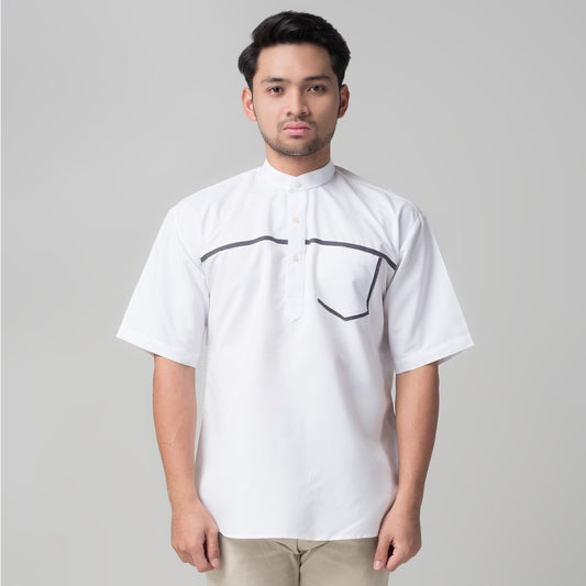 Benhill Kemeja Pria Koko Qurta Lengan Pendek Putih 29955-3211H