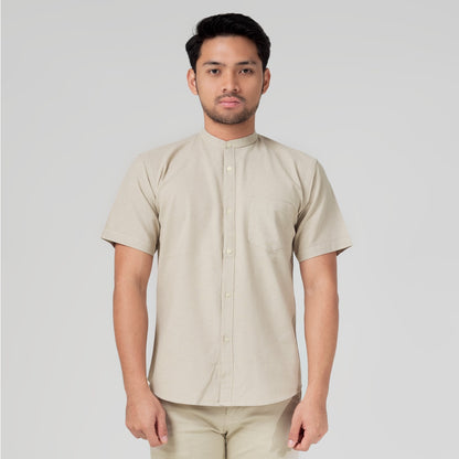 Benhill Kemeja Koko Pria Linen Polos Lengan Pendek Cream 28151-16910