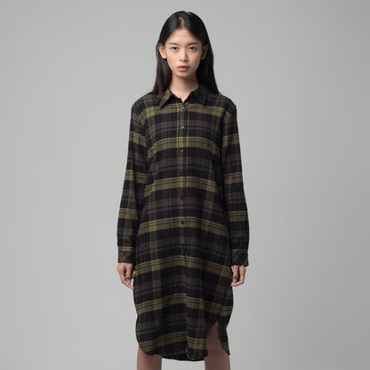 Benhill Kemeja Tunik Flannel Wanita Kotak Hijau 1194-31735