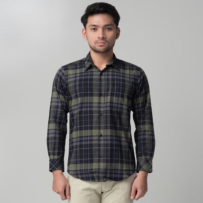 Benhill Kemeja Pria Flannel Lengan Panjang Kotak  Hijau 29288-89-31G33