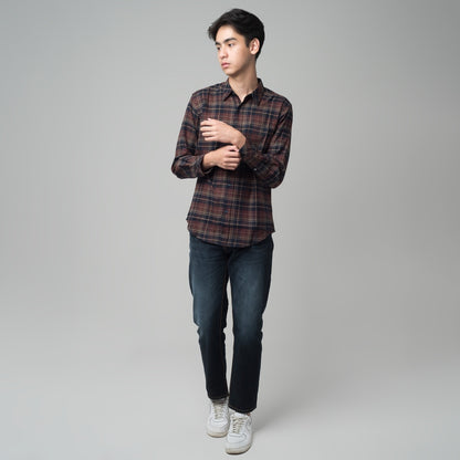 Benhill Kemeja Pria Flannel Lengan Panjang Kotak Maroon 29280-31533