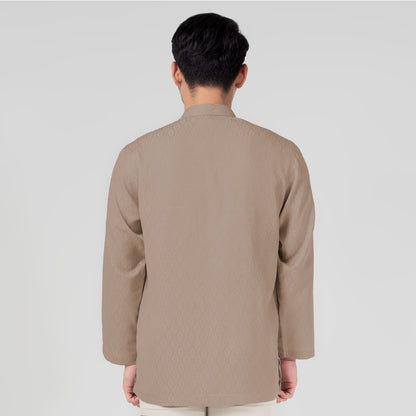Benhill Kemeja Koko Pria "Tenun Sultan" Cotton Dobby Lengan Panjang Mocca 29239-40-36509
