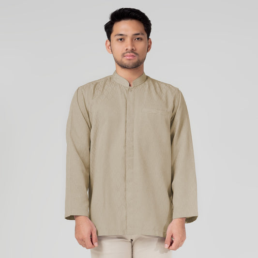 Benhill Kemeja Koko Pria "Tenun Sultan" Cotton Dobby Lengan Panjang Taupe 29237-38-36509