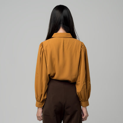 Benhill Kemeja Wanita " Seori" Tops Lengan Panjang Puff Caramel Brown A191-29D79