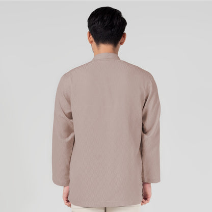 Benhill Kemeja Koko Pria "Tenun Sultan" Cotton Dobby Lengan Panjang Latte 29243-44-36509