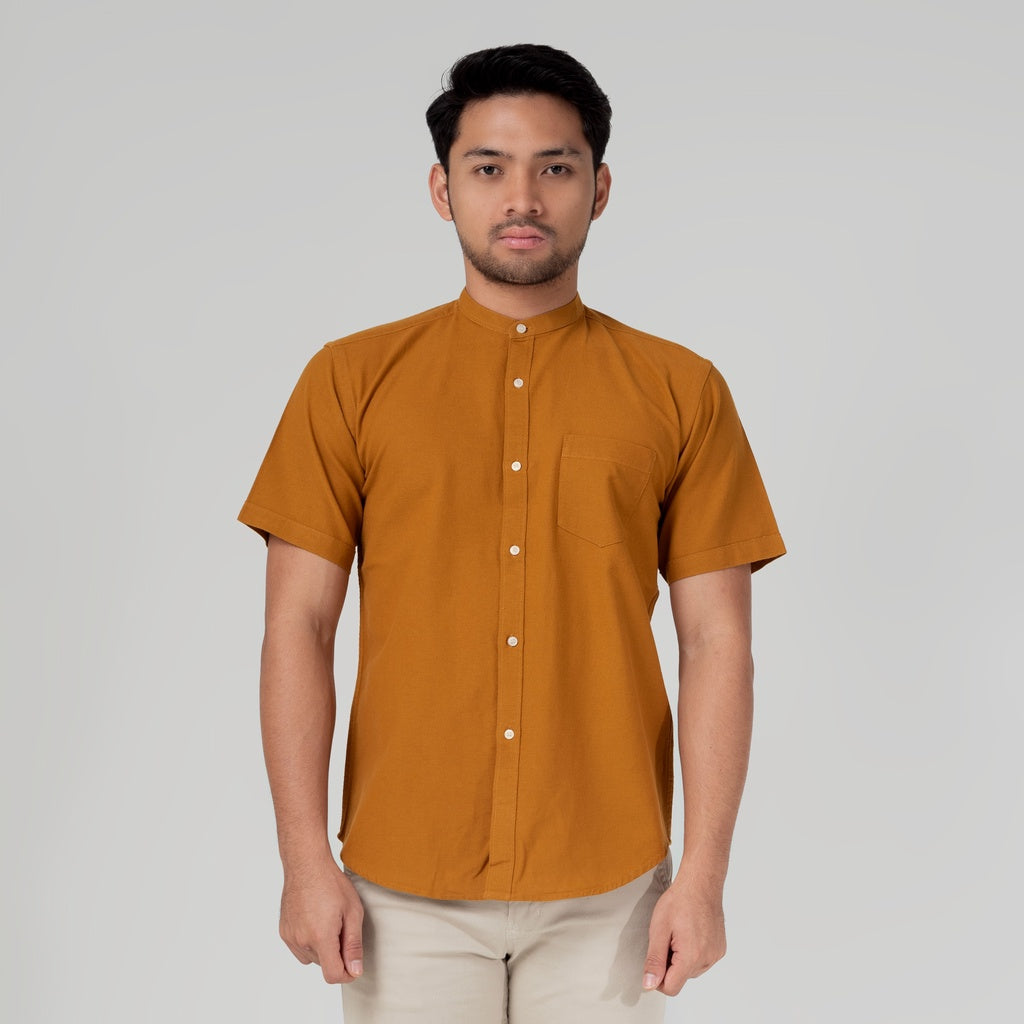 Benhill Kemeja Koko Pria Linen Polos Lengan Pendek Mustard 28150-16D10
