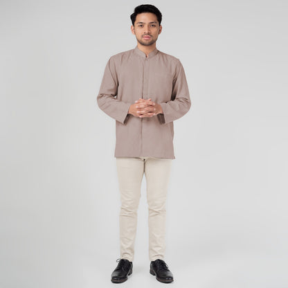 Benhill Kemeja Koko Pria "Tenun Sultan" Cotton Dobby Lengan Panjang Latte 29243-44-36509
