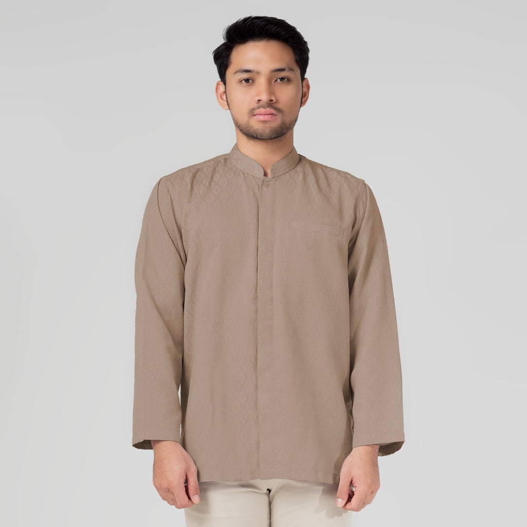 Benhill Kemeja Koko Pria "Tenun Sultan" Cotton Dobby Lengan Panjang Mocca 29239-40-36509