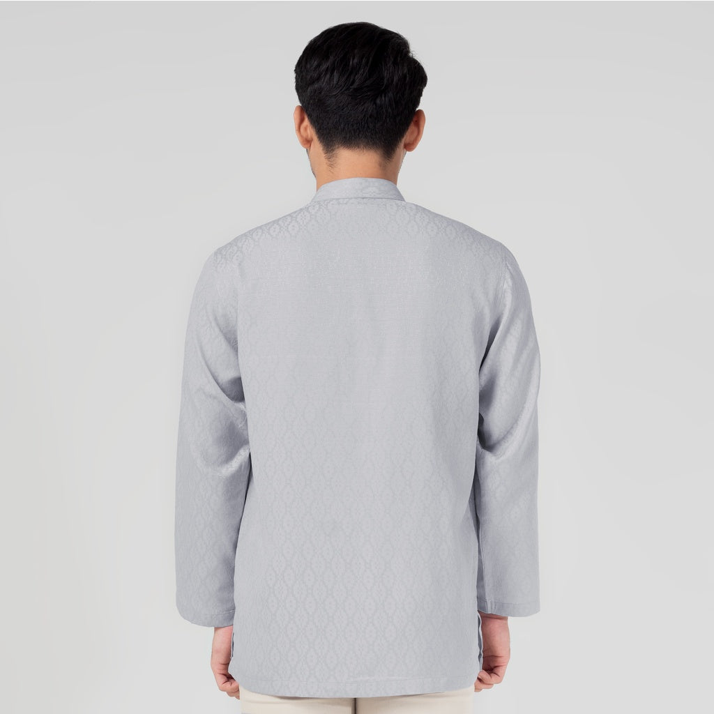 Benhill Kemeja Koko Pria "Tenun Sultan" Cotton Dobby Lengan Panjang Light Grey 29245-46-366