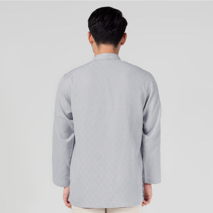Benhill Kemeja Koko Pria "Tenun Sultan" Cotton Dobby Lengan Panjang Light Grey 29245-46-366