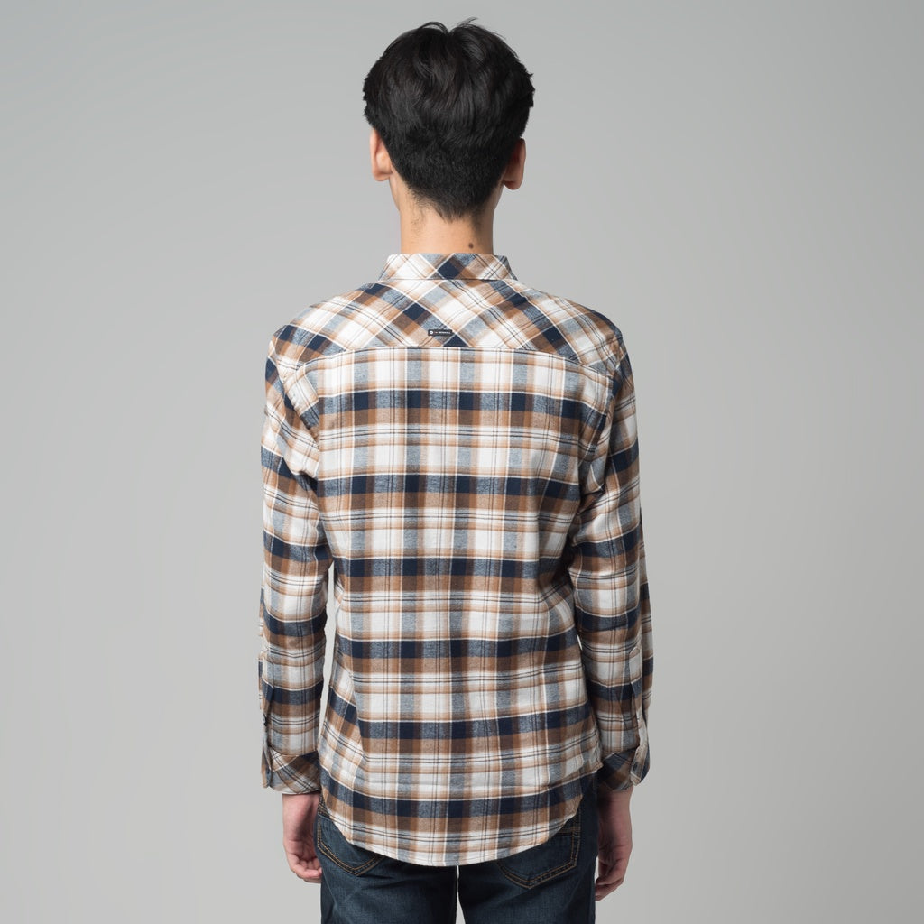 Benhill Kemeja Pria Flannel Lengan Panjang Kotak Coklat 29282-31533