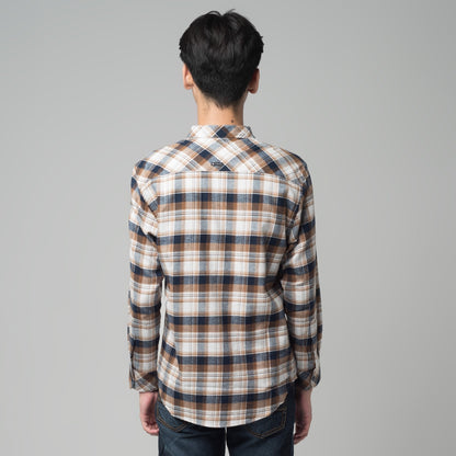 Benhill Kemeja Pria Flannel Lengan Panjang Kotak Coklat 29282-31533