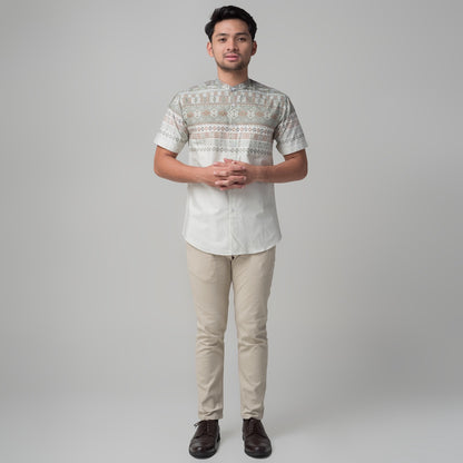 Benhill Kemeja Koko Pria Cotton Printing Lengan Pendek Dusty Green 29814-46710