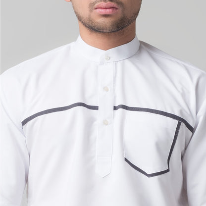 Benhill Kemeja Pria Koko Qurta Lengan Pendek Putih 29955-3211H