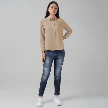Benhill Kemeja Wanita " Mina" Tops Lengan Panjang Cream 997-2990S0O
