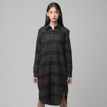 Benhill Kemeja Tunik Flannel Wanita Kotak Abu 1167-11635