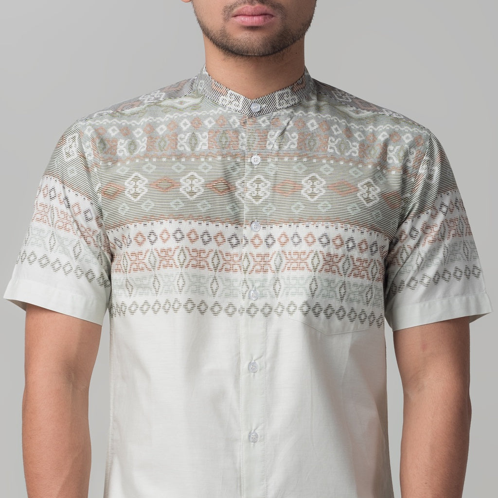 Benhill Kemeja Koko Pria Cotton Printing Lengan Pendek Dusty Green 29814-46710