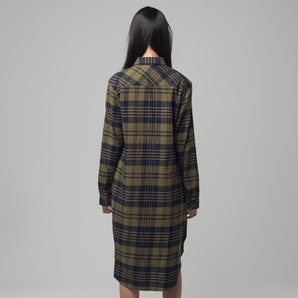 Benhill Kemeja Tunik Flannel Wanita Kotak Hijau 1166-11735