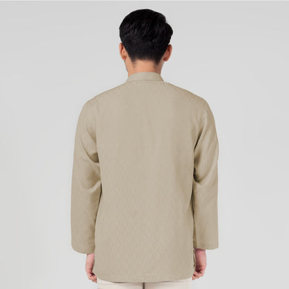 Benhill Kemeja Koko Pria "Tenun Sultan" Cotton Dobby Lengan Panjang Taupe 29237-38-36509