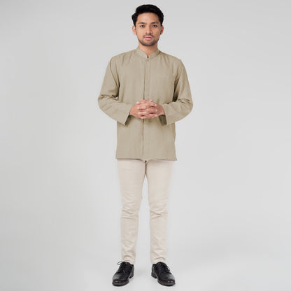 Benhill Kemeja Koko Pria "Tenun Sultan" Cotton Dobby Lengan Panjang Taupe 29237-38-36509