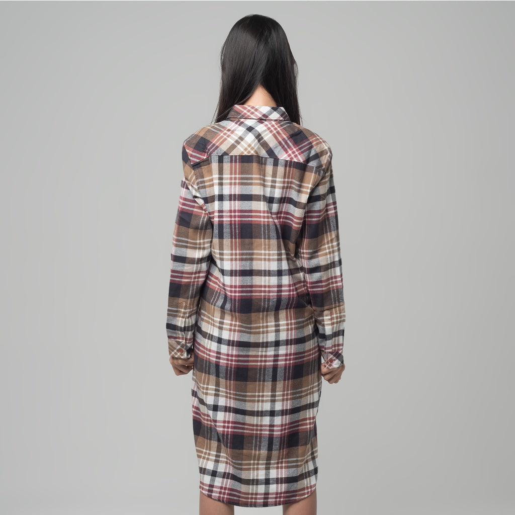 Benhill Kemeja Tunik Flannel Wanita Kotak Maroon 1181-11435