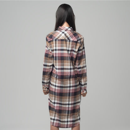 Benhill Kemeja Tunik Flannel Wanita Kotak Maroon 1181-11435