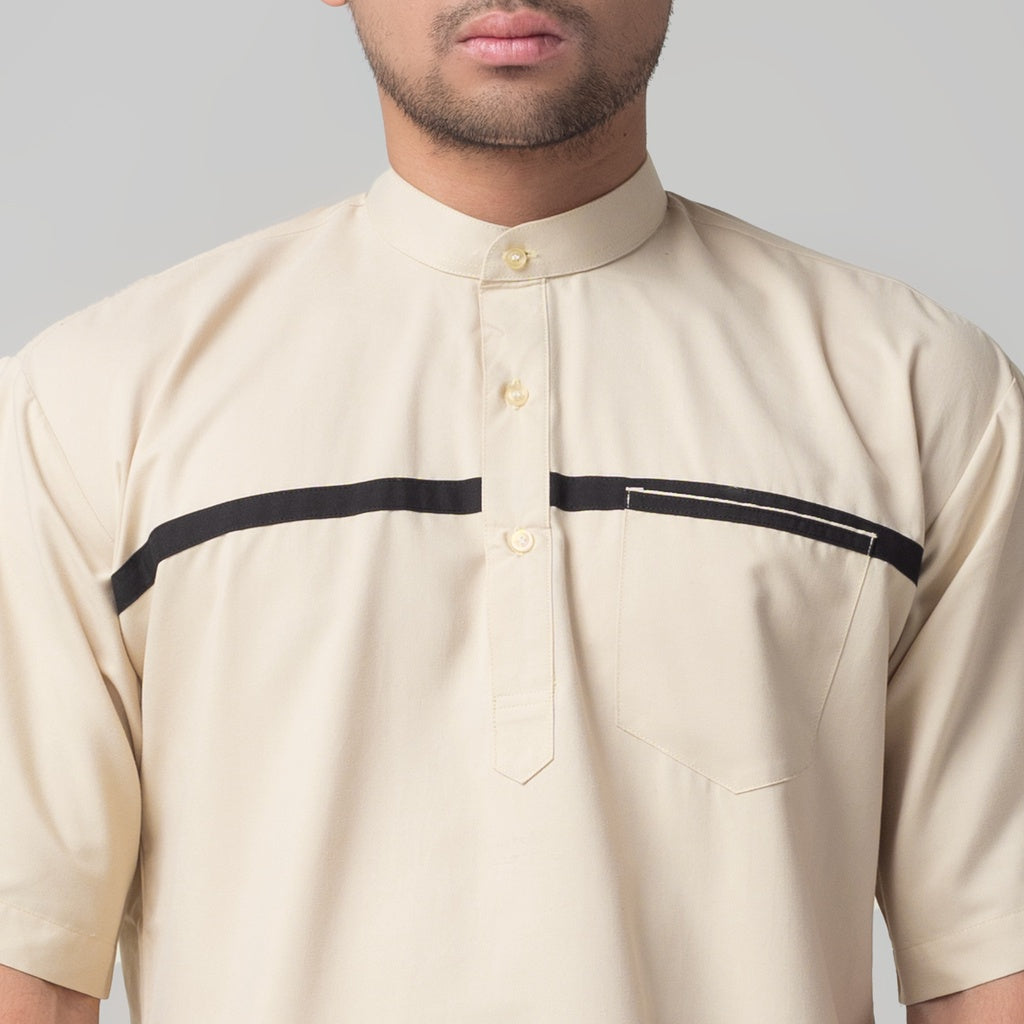 Benhill Kemeja Pria Koko Qurta Lengan Pendek Cream 29950-3291H