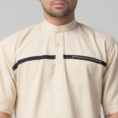 Benhill Kemeja Pria Koko Qurta Lengan Pendek Cream 29950-3291H