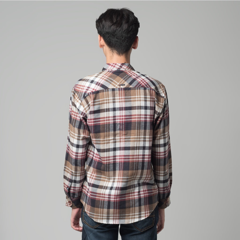 Benhill Kemeja Pria Flannel Lengan Panjang Kotak Maroon 29494-11433