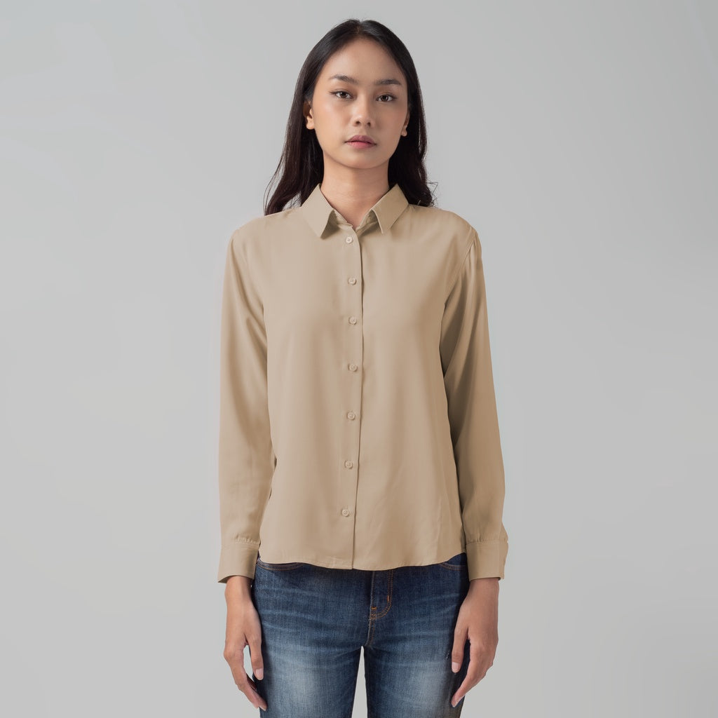 Benhill Kemeja Wanita " Mina" Tops Lengan Panjang Cream 997-2990S0O
