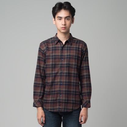 Benhill Kemeja Pria Flannel Lengan Panjang Kotak Maroon 29280-31533