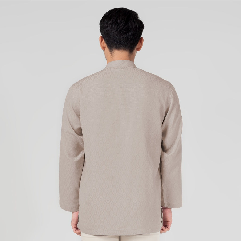 Benhill Kemeja Koko Pria "Tenun Sultan" Cotton Dobby Lengan Panjang Oat 29241-42-36509