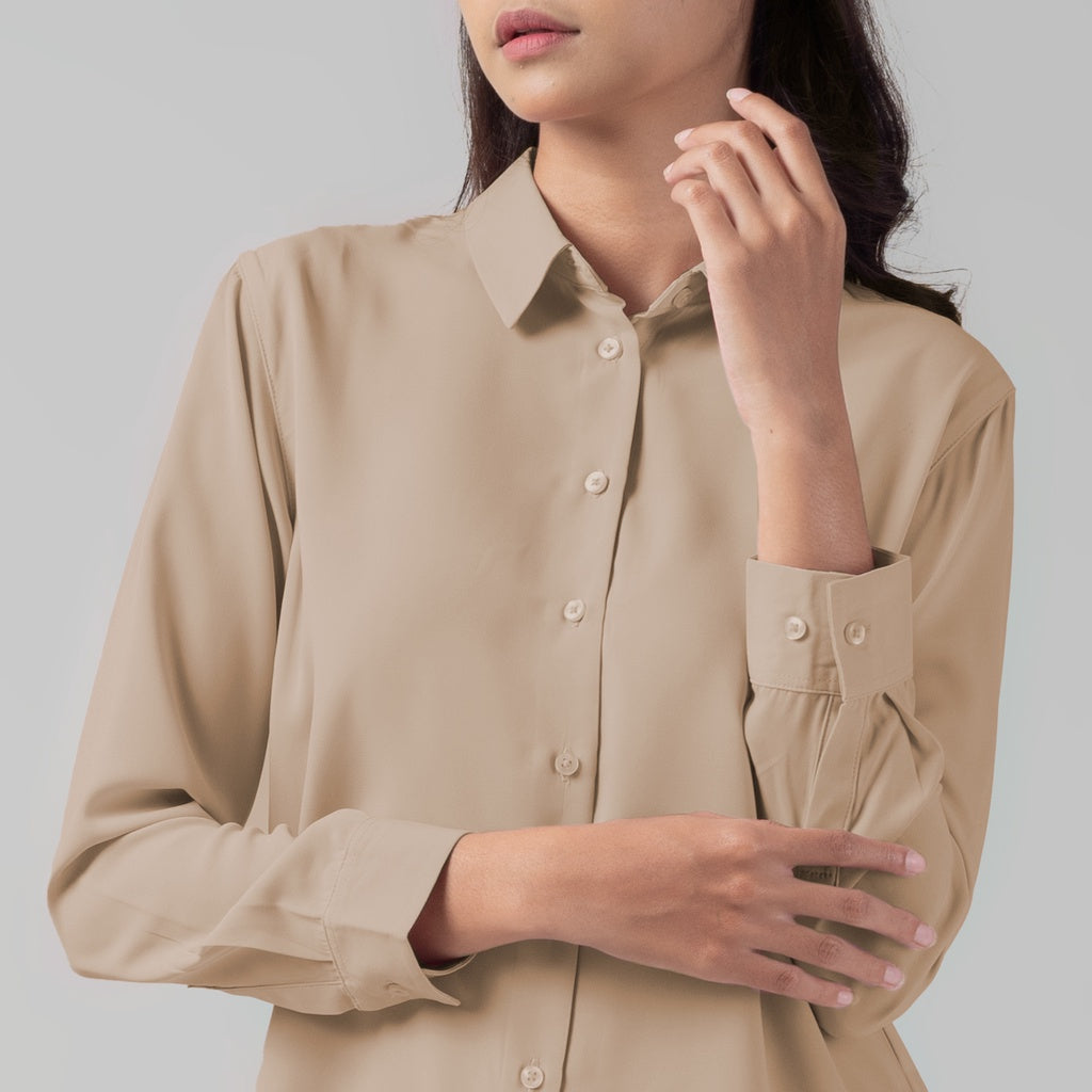 Benhill Kemeja Wanita " Mina" Tops Lengan Panjang Cream 997-2990S0O