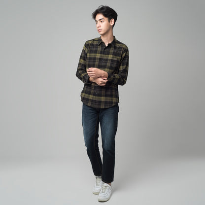 Benhill Kemeja Pria Flannel Lengan Panjang Kotak Hijau 29284-31733
