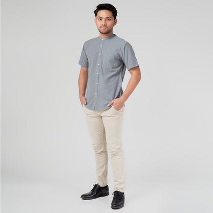Benhill Kemeja Koko Pria Linen Polos Lengan Pendek Grey 50006-16610
