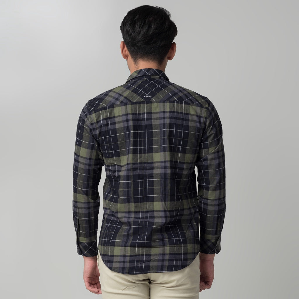 Benhill Kemeja Pria Flannel Lengan Panjang Kotak  Hijau 29288-89-31G33