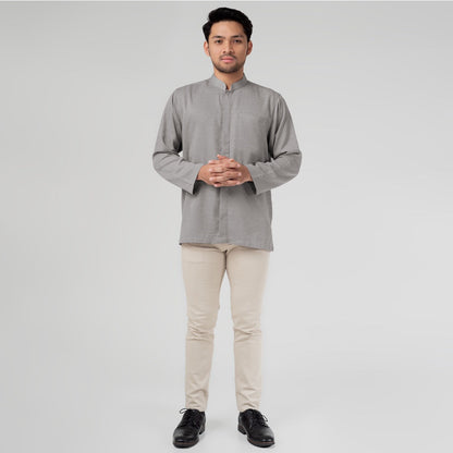 Benhill Kemeja Koko Pria "Tenun Sultan" Cotton Dobby Lengan Panjang Grey 29940-41-36609