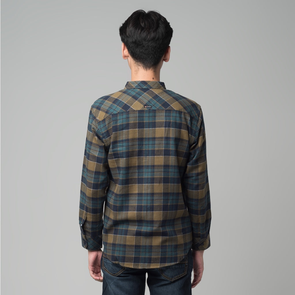 Benhill Kemeja Pria Flannel Lengan Panjang Kotak Hijau 29463-11G33