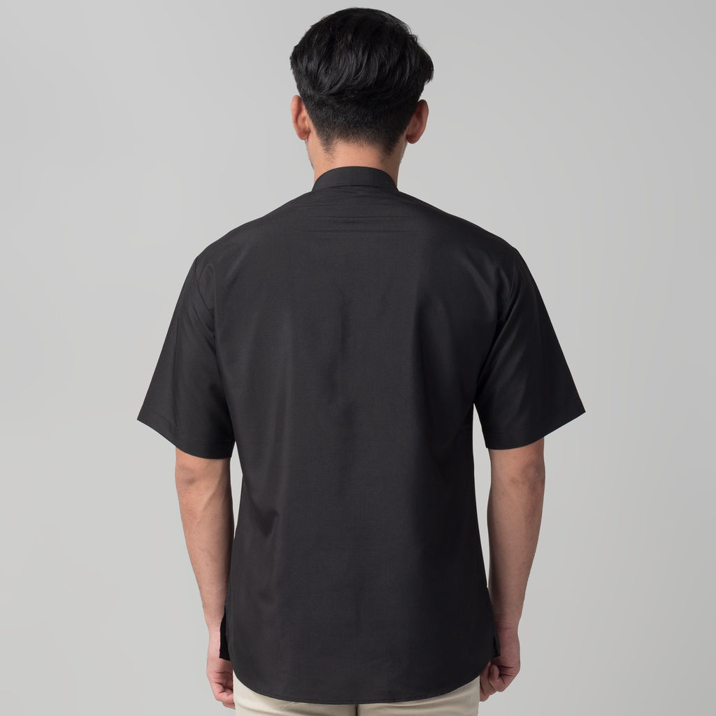 Benhill Kemeja Pria Koko Qurta Lengan Pendek Hitam 29948-3221H