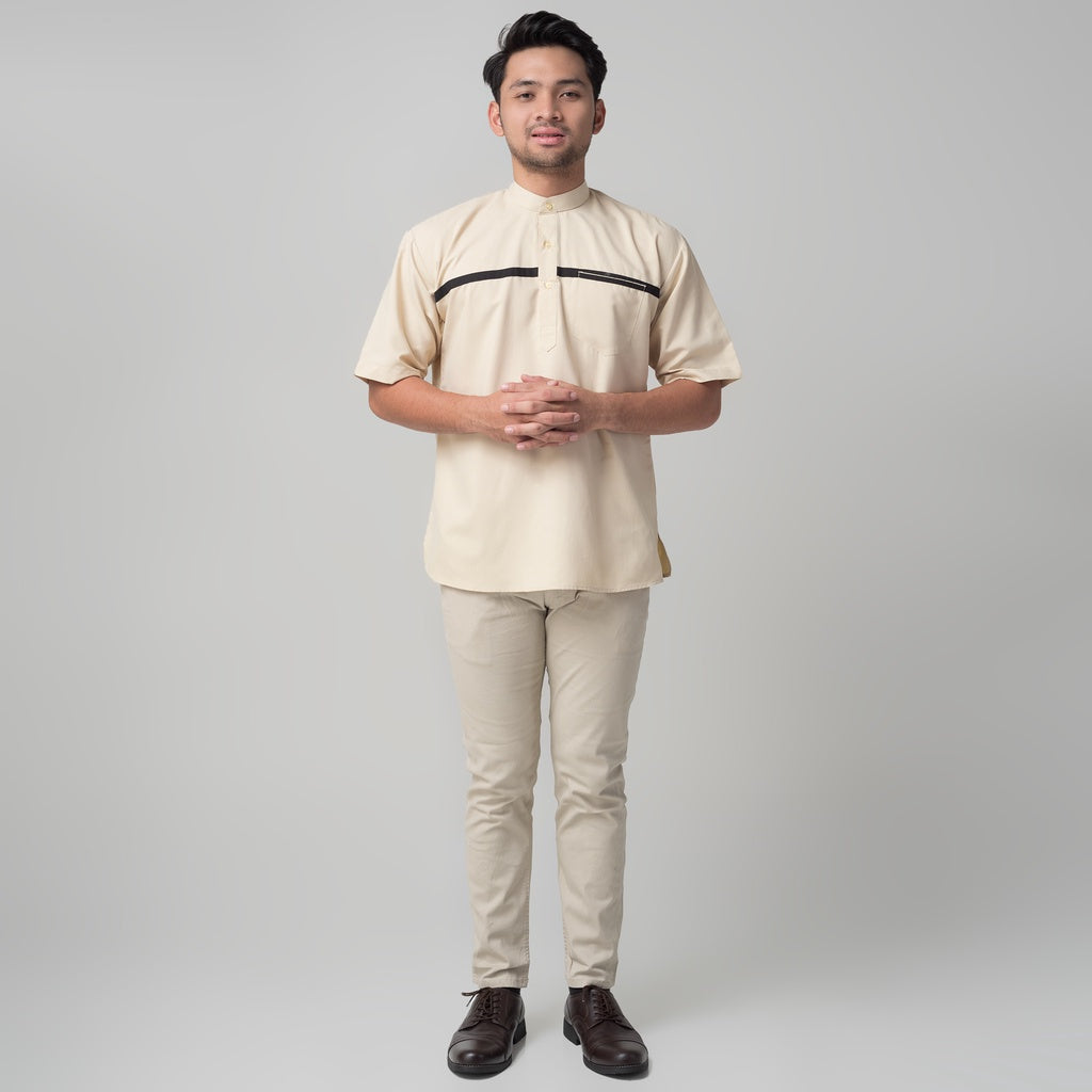 Benhill Kemeja Pria Koko Qurta Lengan Pendek Cream 29950-3291H